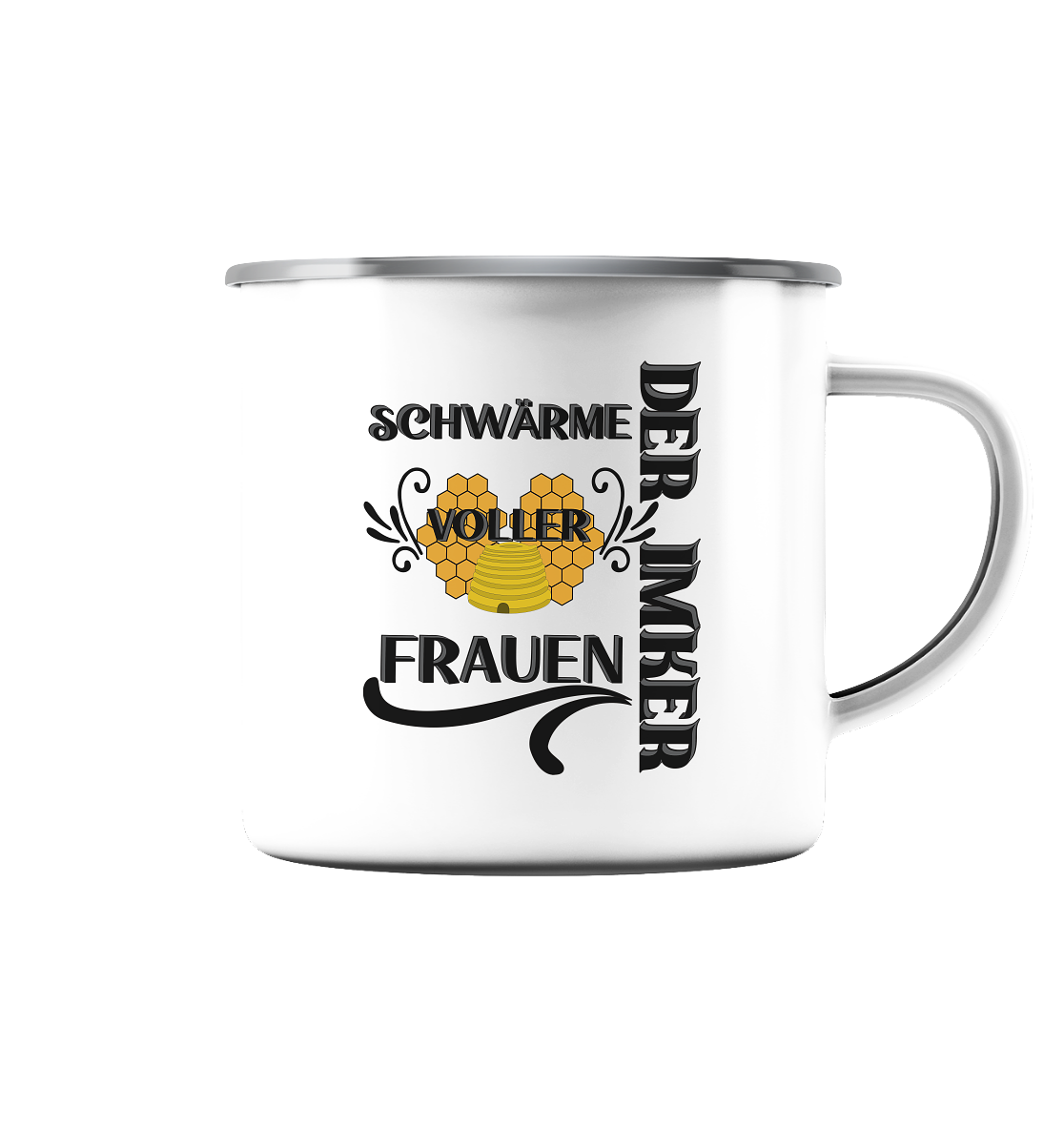 Der Imker, schwärme voller Frauen, Imkerei, Helden, schwarzes Design - Emaille Tasse (Silber)