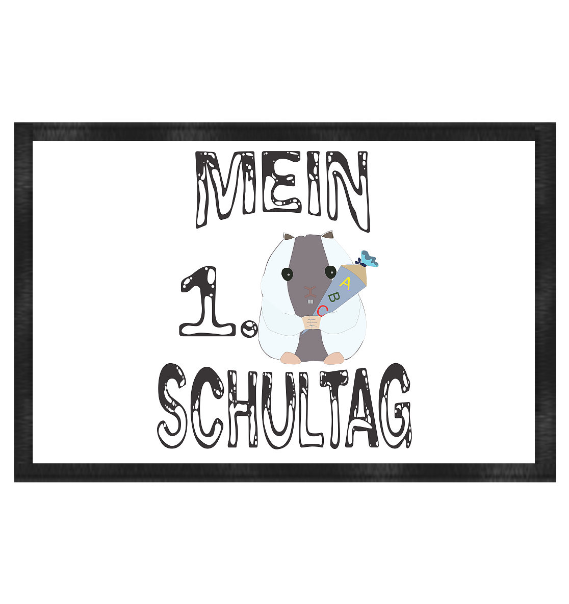 Schulanfang Schwarzes Design, Einschulung, Zuckettüte - Fußmatte 60x40cm