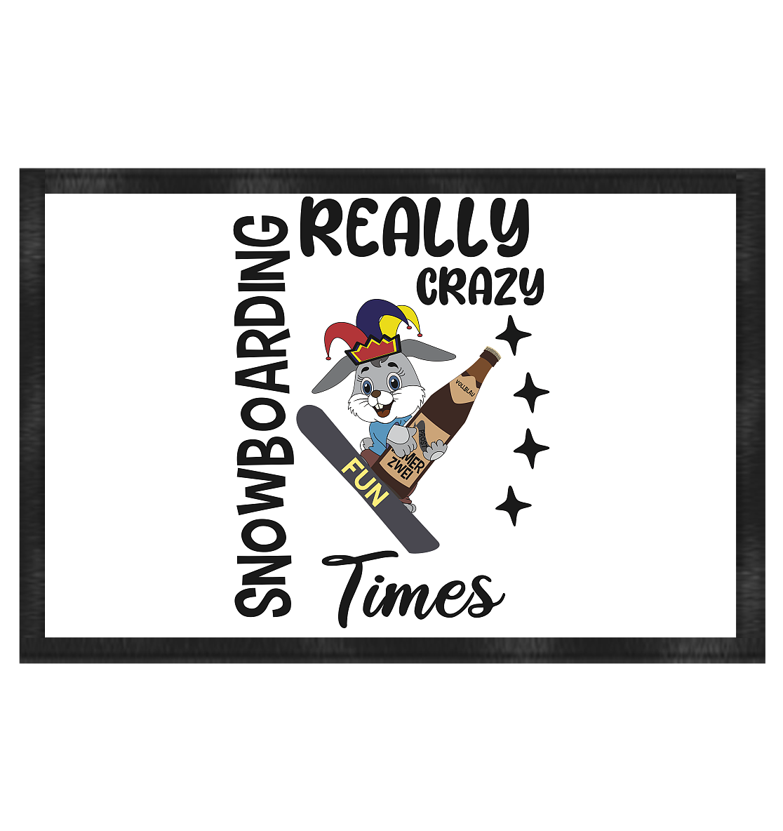 Snowboarding, really crazy, Osterhase mit Bierflasche - Fußmatte 60x40cm
