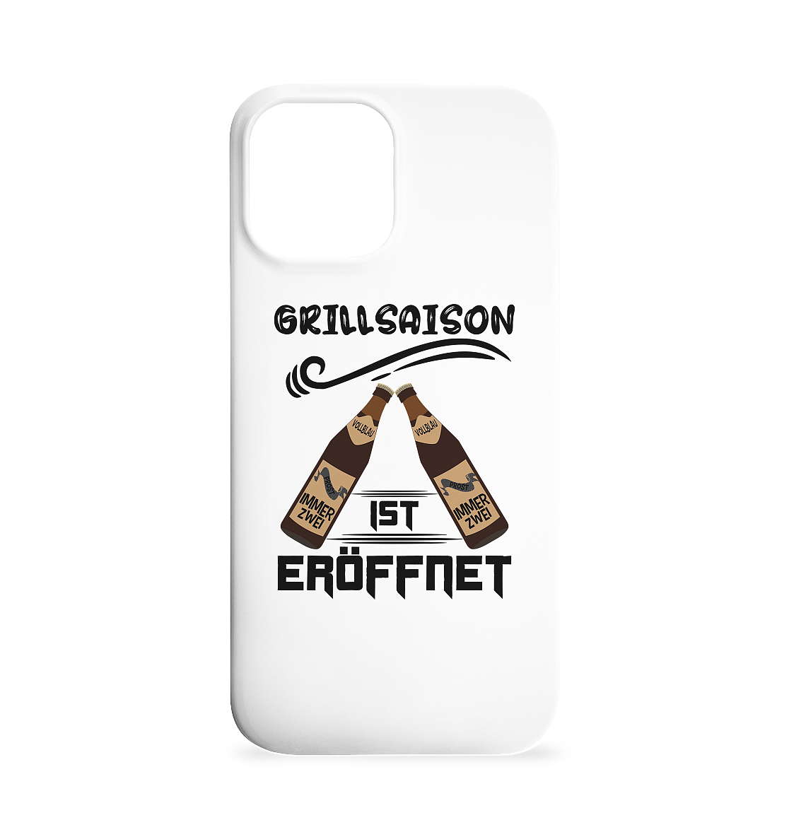 Grillsaison ist eröffnet, Grillen, Party, Feiern, Schwarzes Design - Iphone 12 Max Handyhülle
