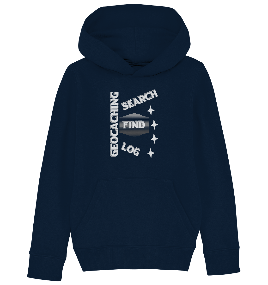 Geocaching-SEARCH-FIND-LOG, Cache Helles Disign Sterne - Kids Organic Hoodie