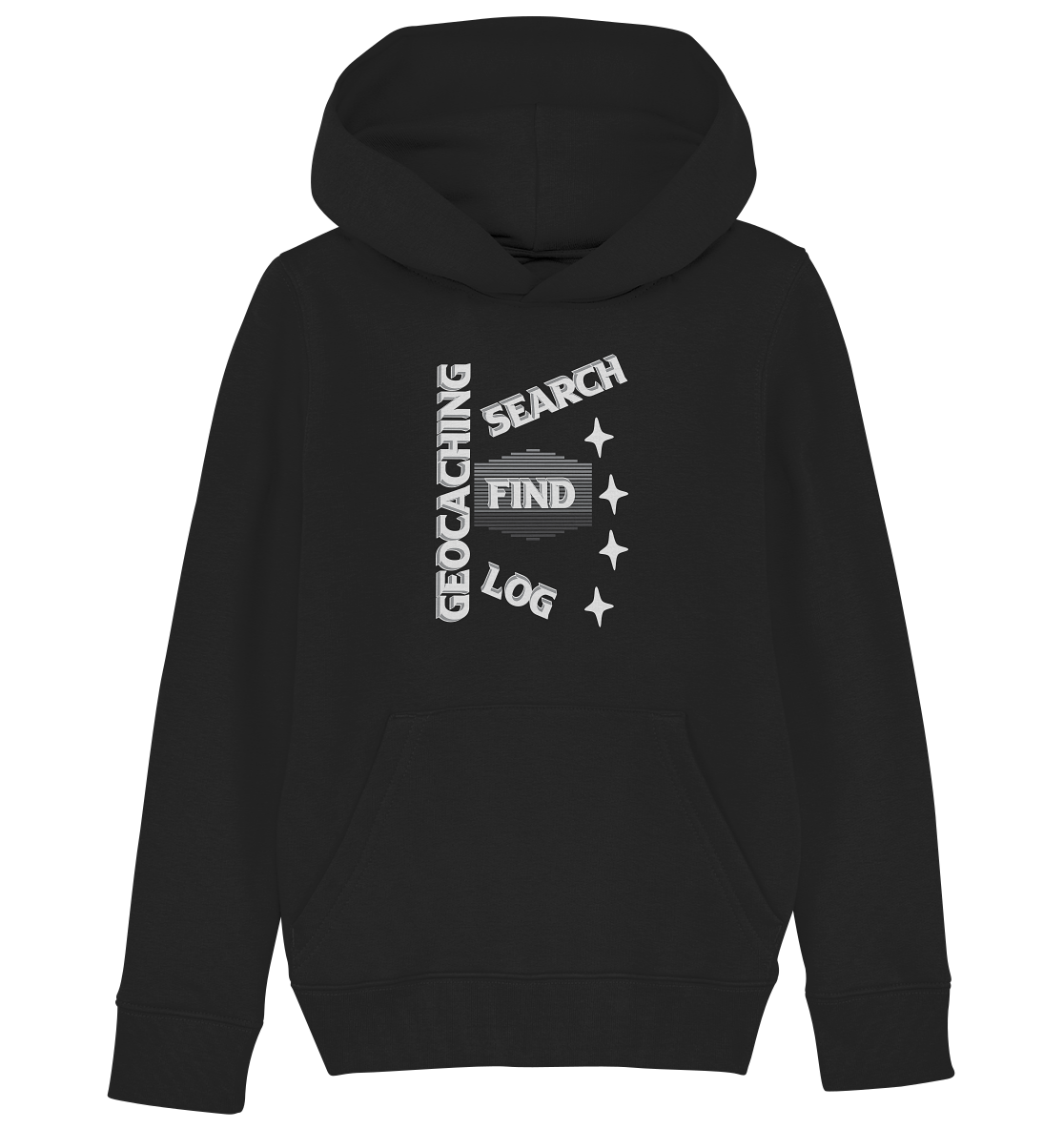 Geocaching-SEARCH-FIND-LOG, Cache Helles Disign Sterne - Kids Organic Hoodie