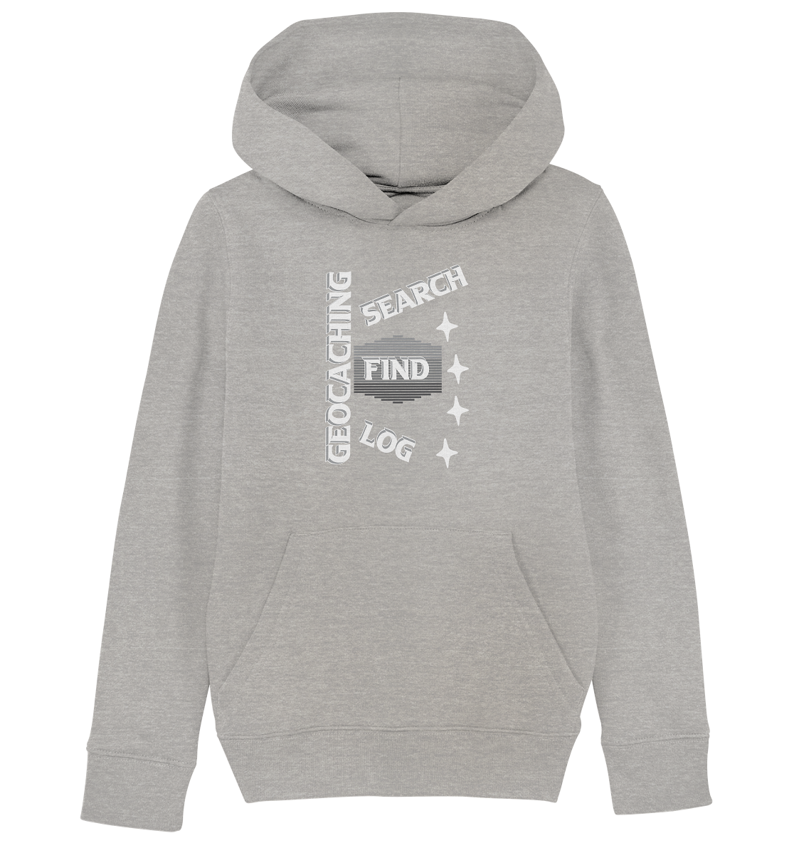 Geocaching-SEARCH-FIND-LOG, Cache Helles Disign Sterne - Kids Organic Hoodie