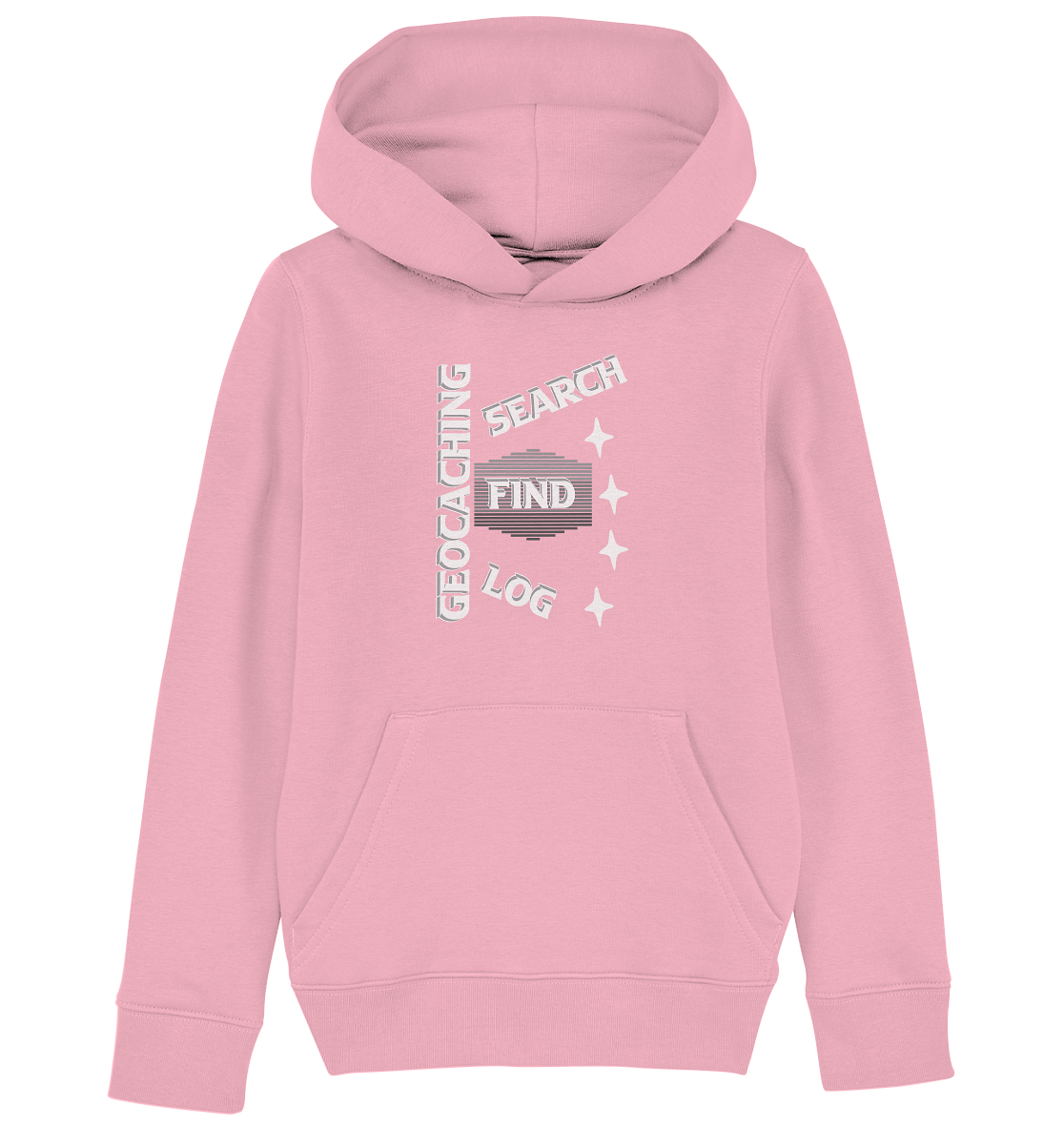 Geocaching-SEARCH-FIND-LOG, Cache Helles Disign Sterne - Kids Organic Hoodie