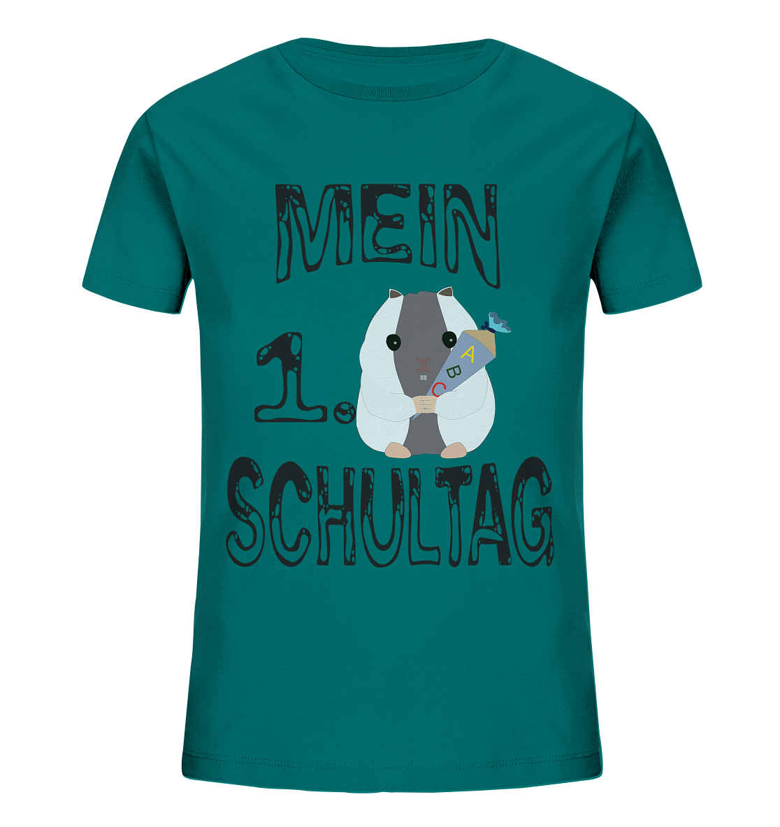 Schulanfang Schwarzes Design, Einschulung, Zuckettüte - Kids Organic Shirt