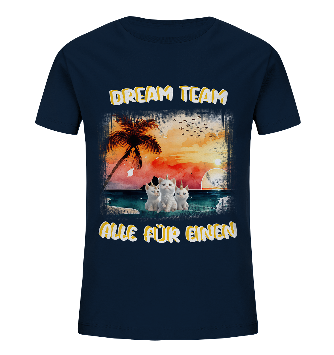 Dream Team, Einhorn Katzen Shirt, streetwear, casual t shirt, No 2 - Kids Organic Shirt