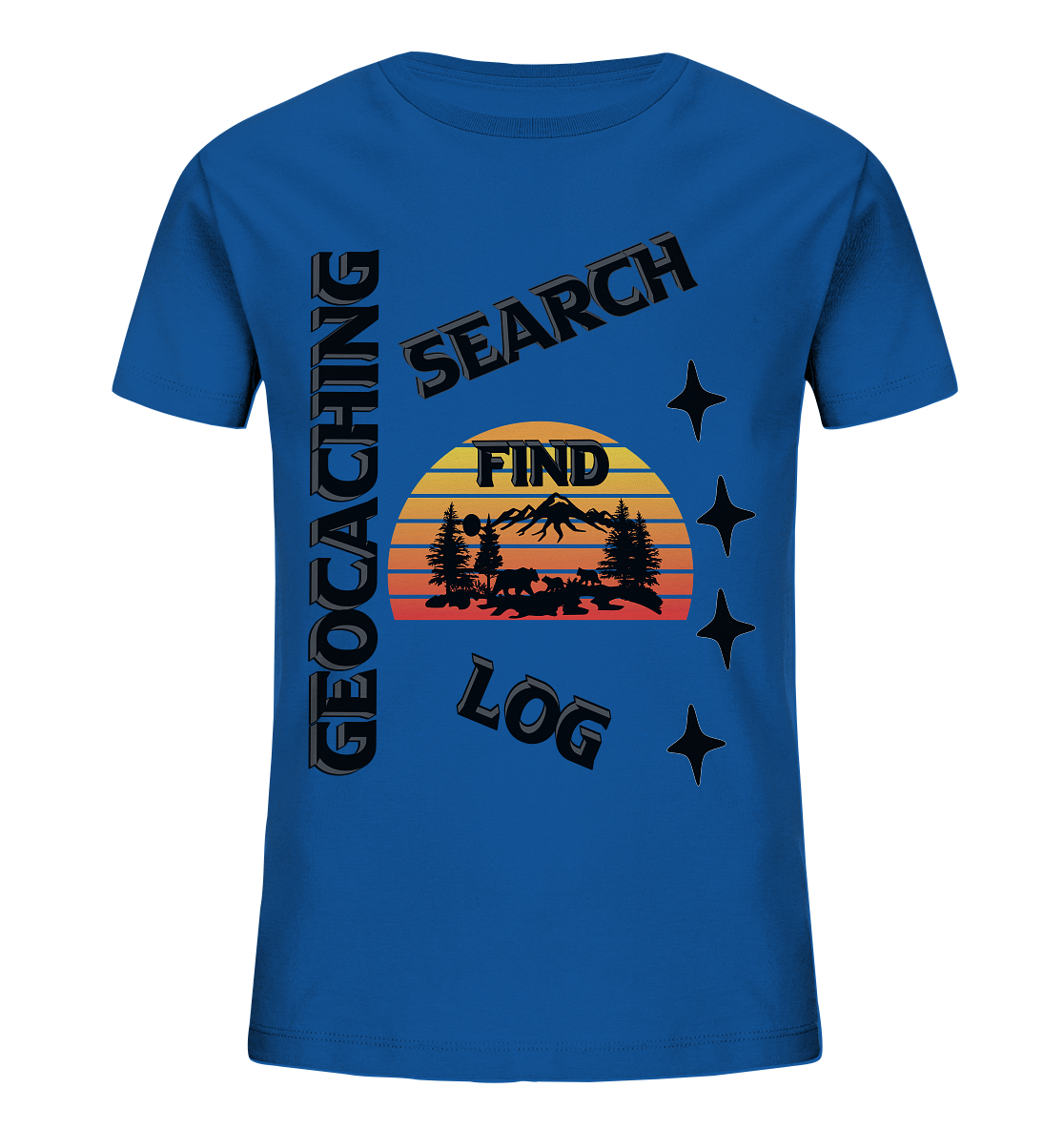 Geocaching, Suchen, Finden und Log, Geocache Schwarzes Design Mounten - Kids Organic Shirt