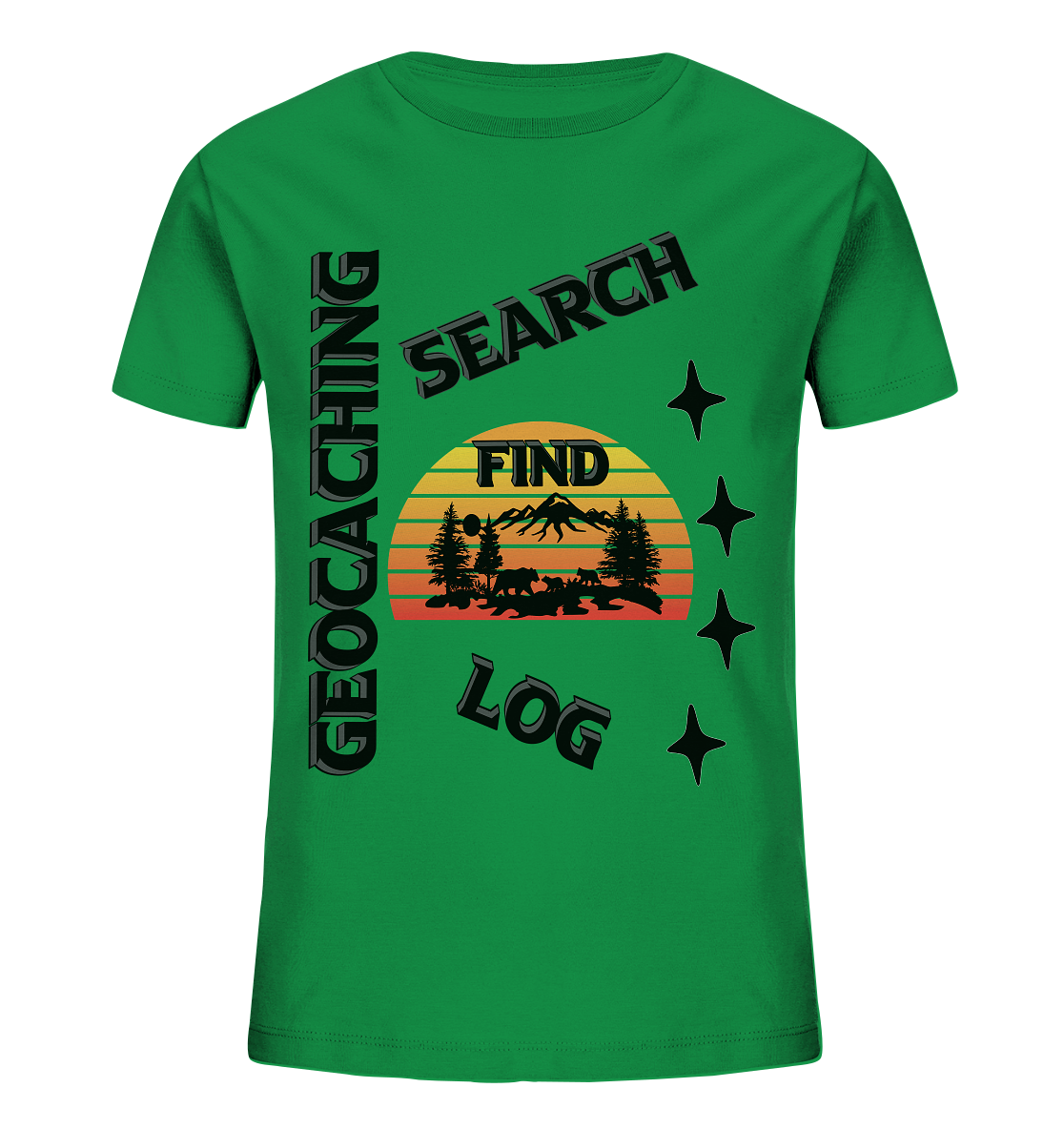 Geocaching, Suchen, Finden und Log, Geocache Schwarzes Design Mounten - Kids Organic Shirt