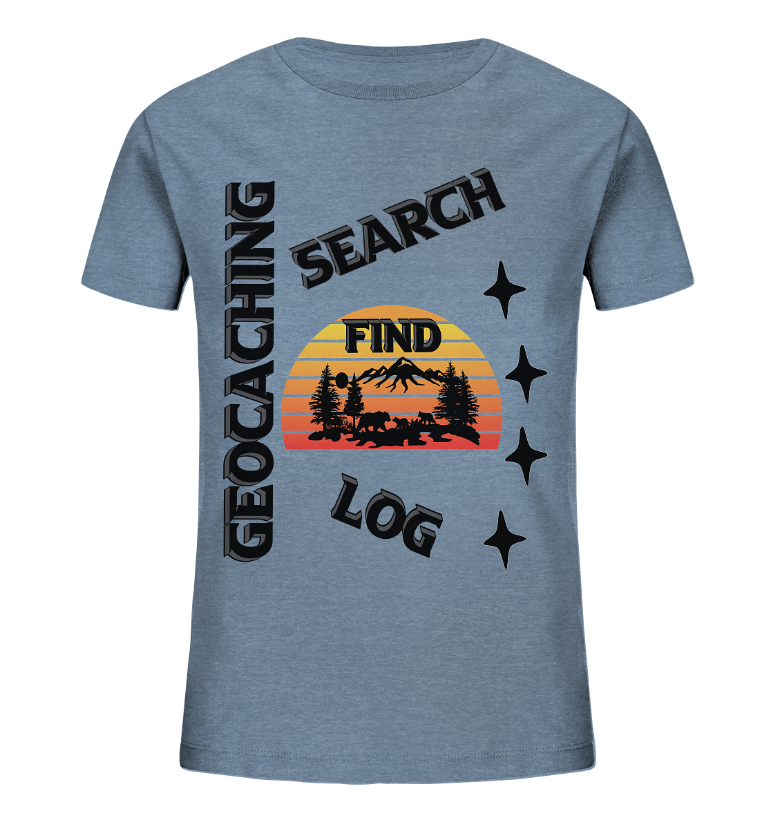 Geocaching, Suchen, Finden und Log, Geocache Schwarzes Design Mounten - Kids Organic Shirt