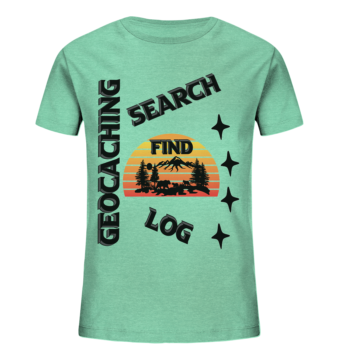 Geocaching, Suchen, Finden und Log, Geocache Schwarzes Design Mounten - Kids Organic Shirt