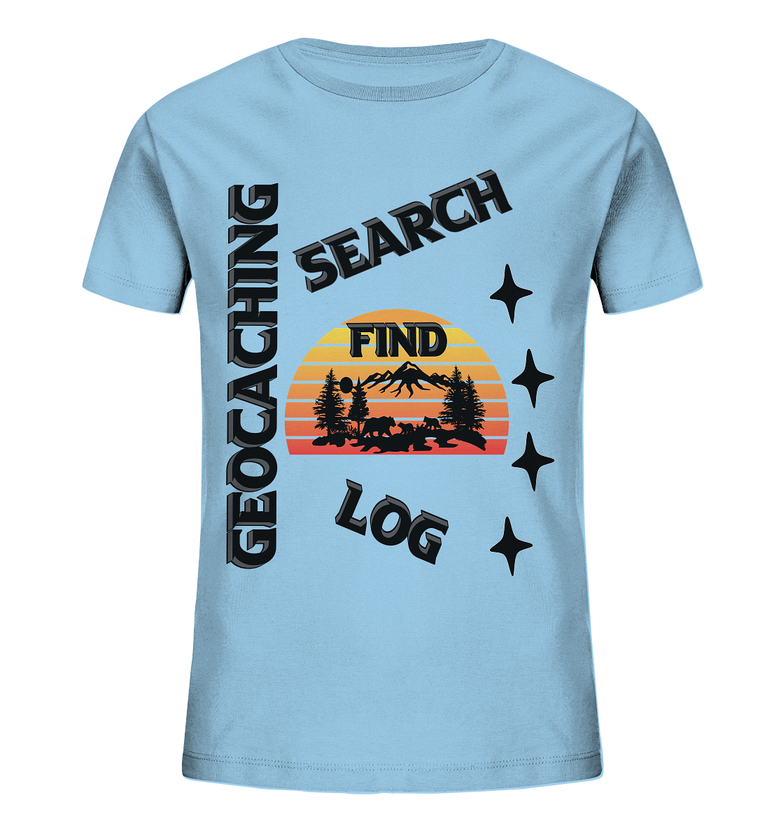 Geocaching, Suchen, Finden und Log, Geocache Schwarzes Design Mounten - Kids Organic Shirt