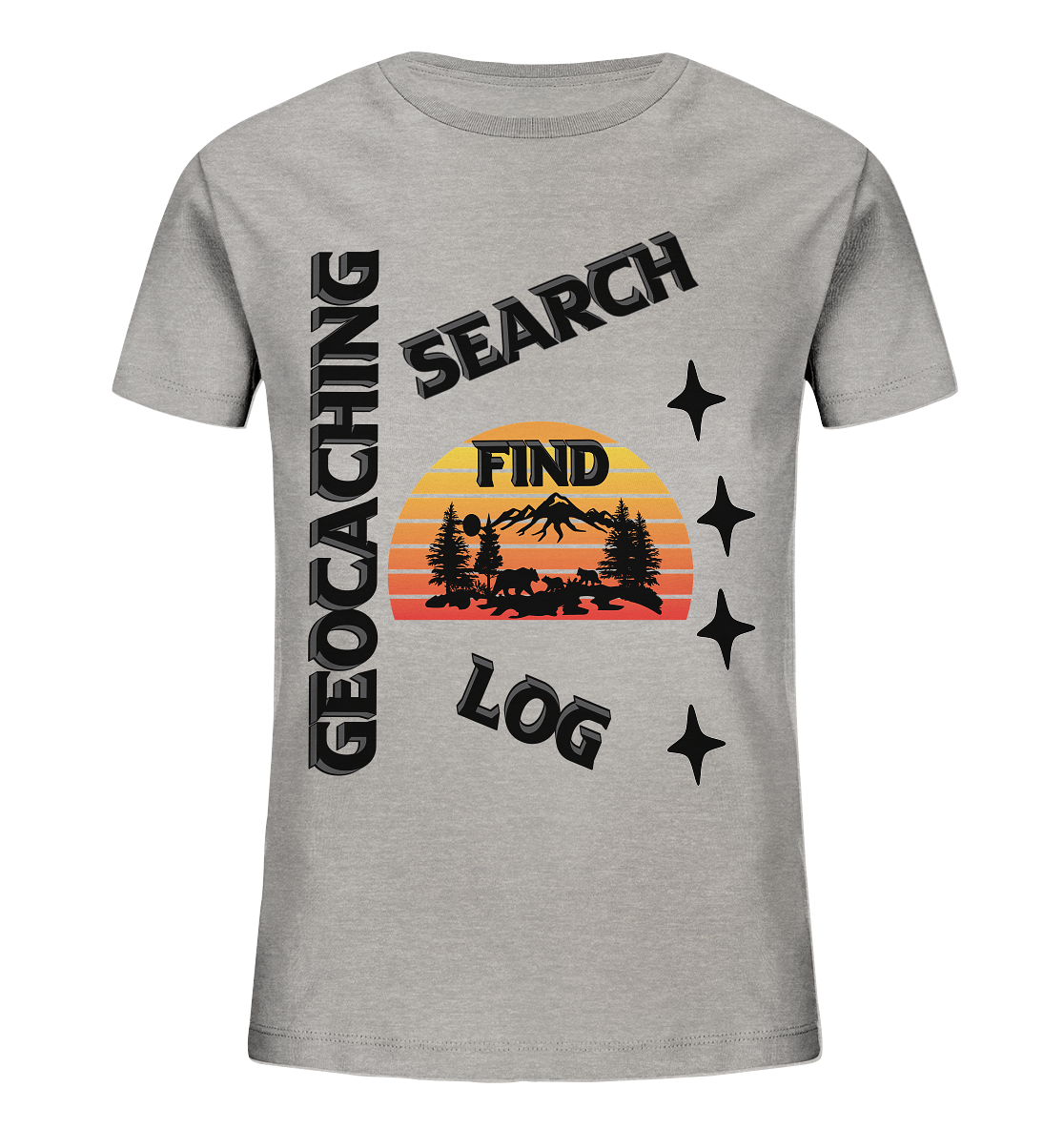 Geocaching, Suchen, Finden und Log, Geocache Schwarzes Design Mounten - Kids Organic Shirt