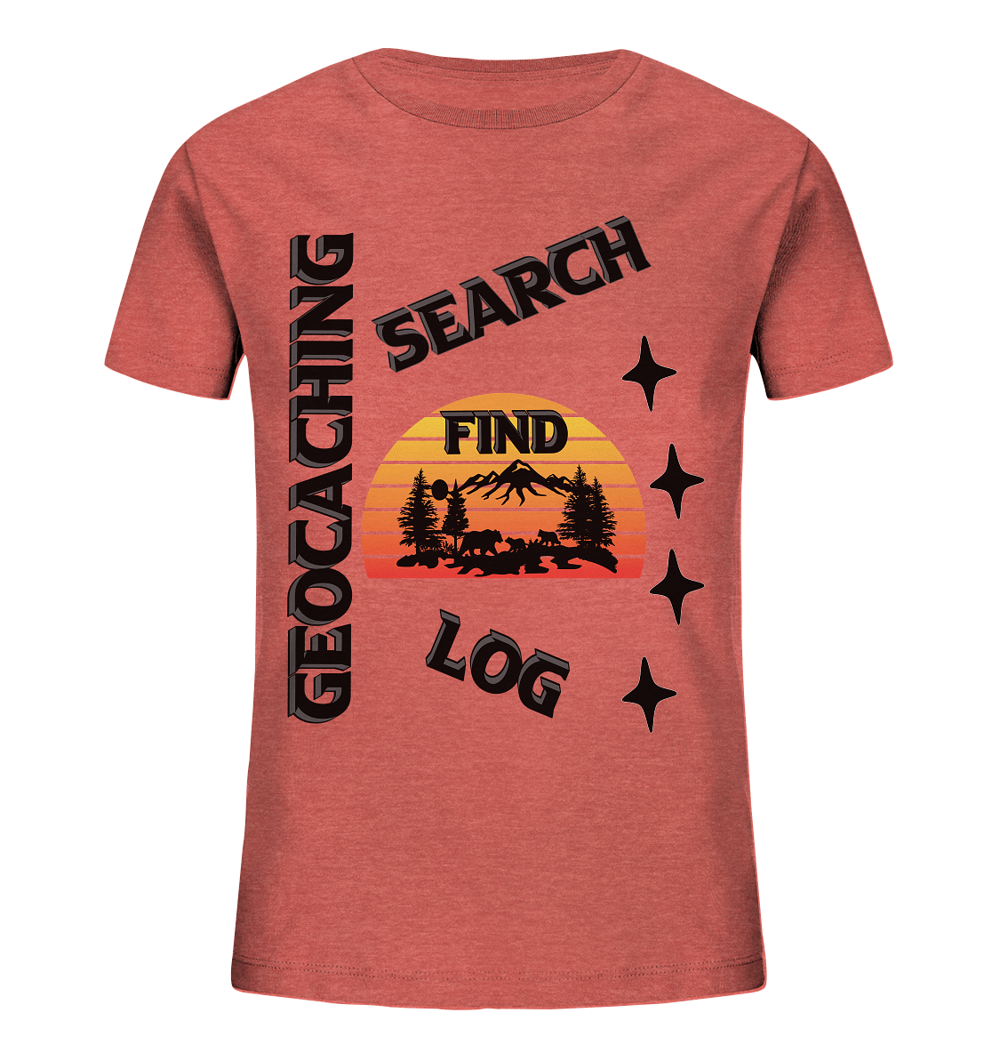 Geocaching, Suchen, Finden und Log, Geocache Schwarzes Design Mounten - Kids Organic Shirt