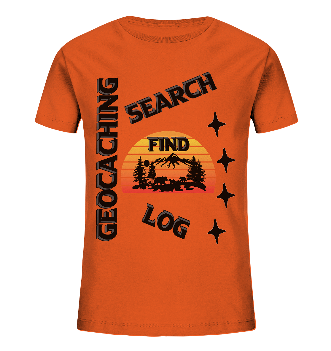 Geocaching, Suchen, Finden und Log, Geocache Schwarzes Design Mounten - Kids Organic Shirt
