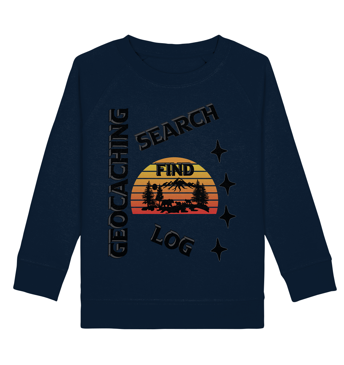 Geocaching, Suchen, Finden und Log, Geocache Schwarzes Design Mounten - Kids Organic Sweatshirt