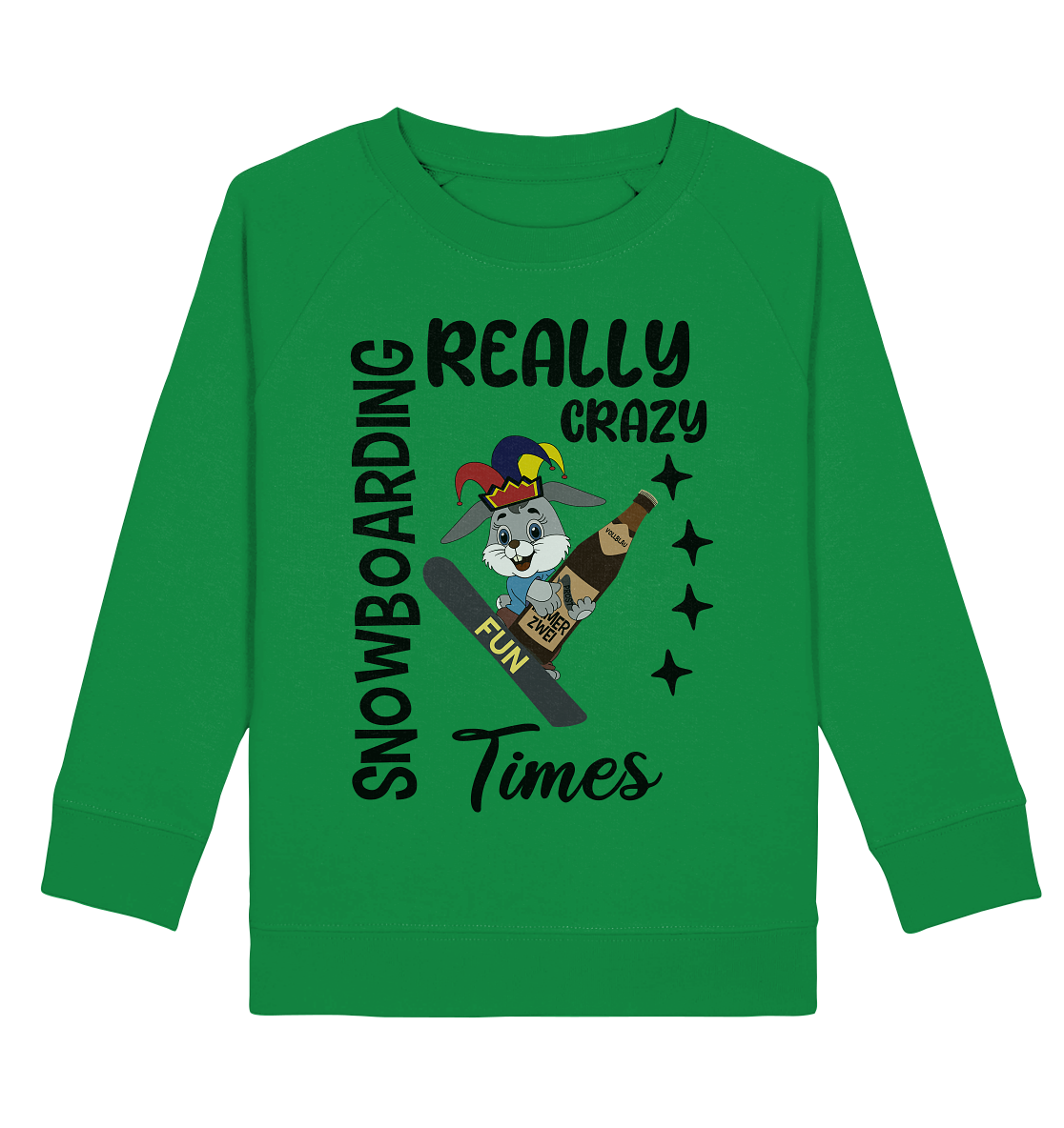 Snowboarding, really crazy, Osterhase mit Bierflasche - Kids Organic Sweatshirt