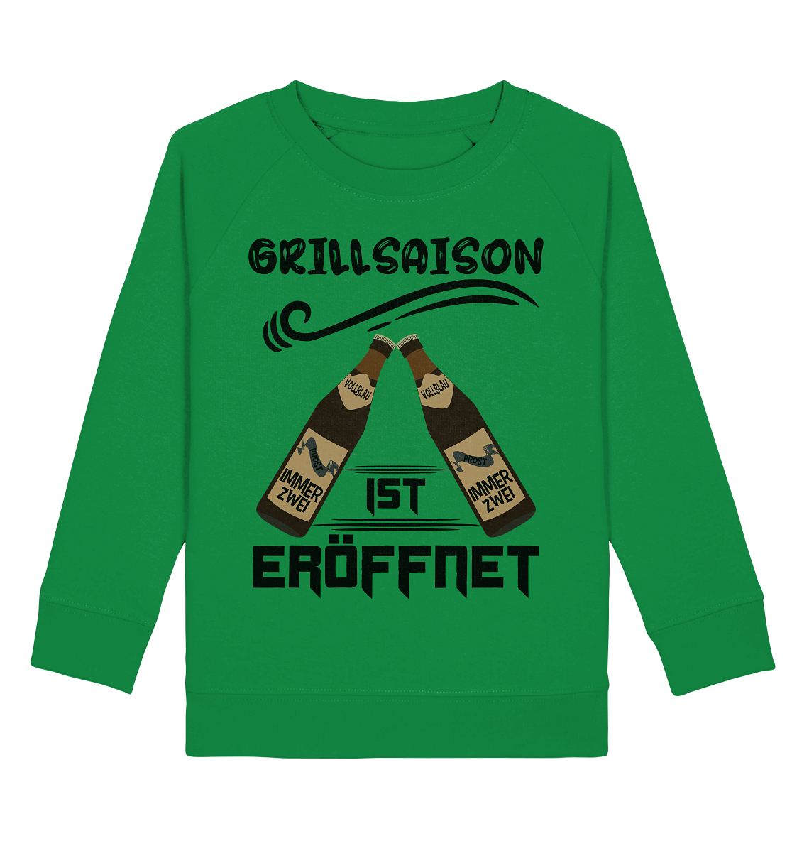 Grillsaison ist eröffnet, Grillen, Party, Feiern, Schwarzes Design - Kids Organic Sweatshirt