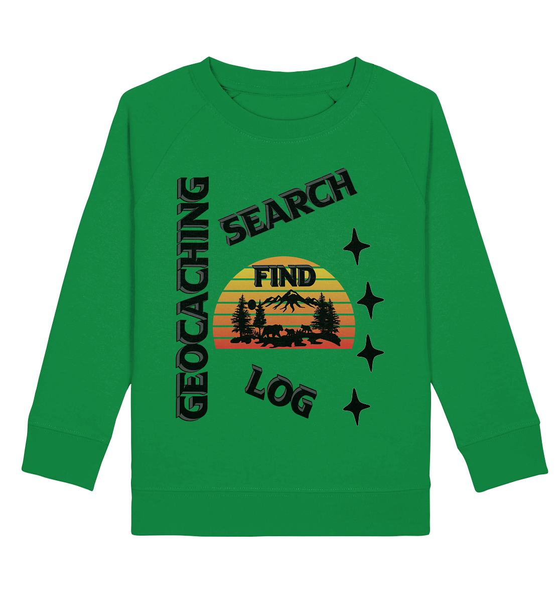 Geocaching, Suchen, Finden und Log, Geocache Schwarzes Design Mounten - Kids Organic Sweatshirt