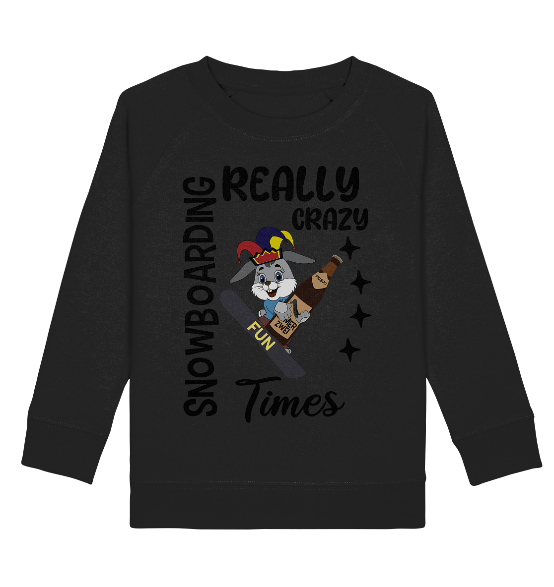 Snowboarding, really crazy, Osterhase mit Bierflasche - Kids Organic Sweatshirt