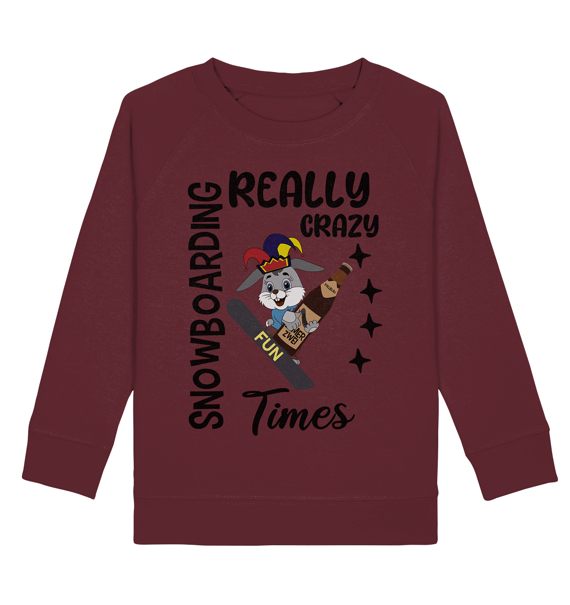 Snowboarding, really crazy, Osterhase mit Bierflasche - Kids Organic Sweatshirt