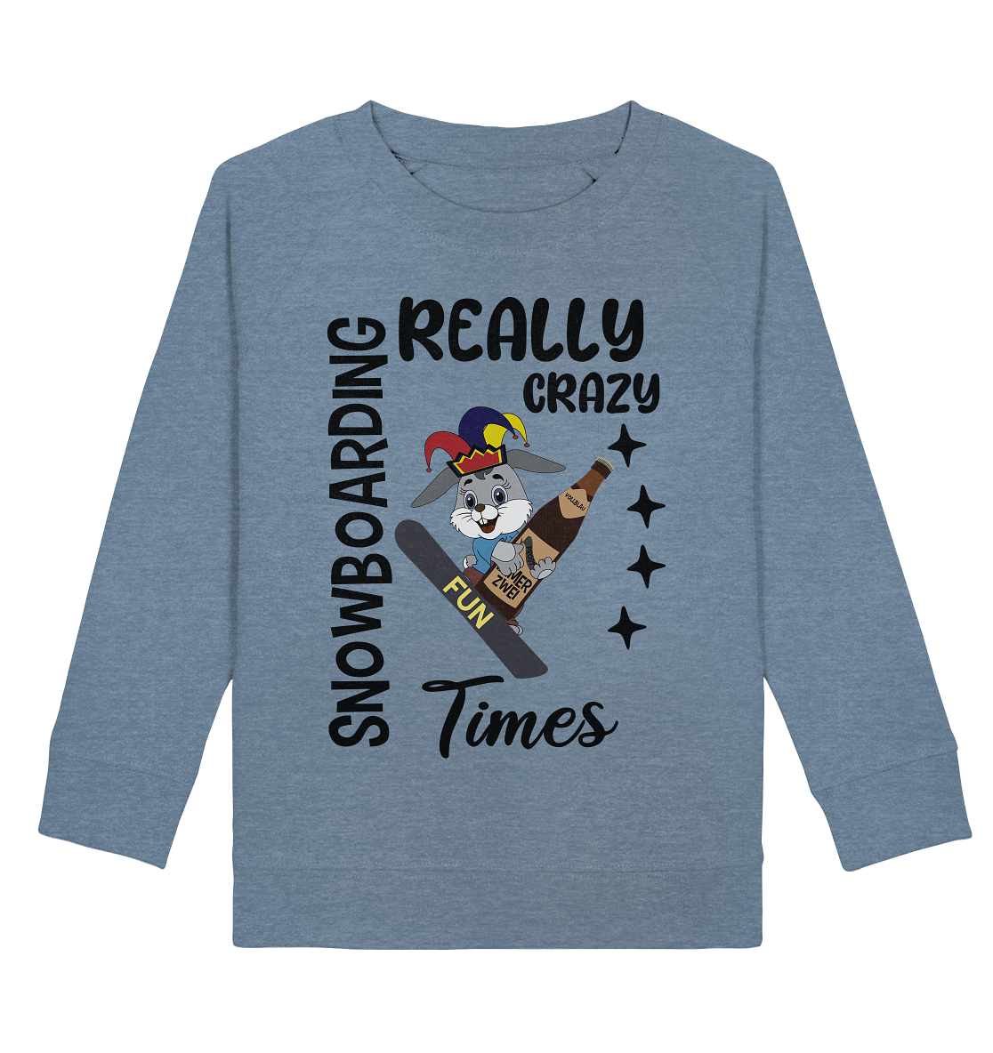Snowboarding, really crazy, Osterhase mit Bierflasche - Kids Organic Sweatshirt