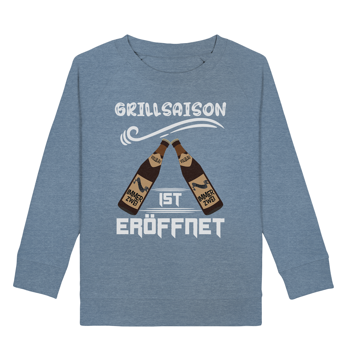 Grillsaison ist eröffnet, Grillen, Party, Feiern, Helles Design - Kids Organic Sweatshirt