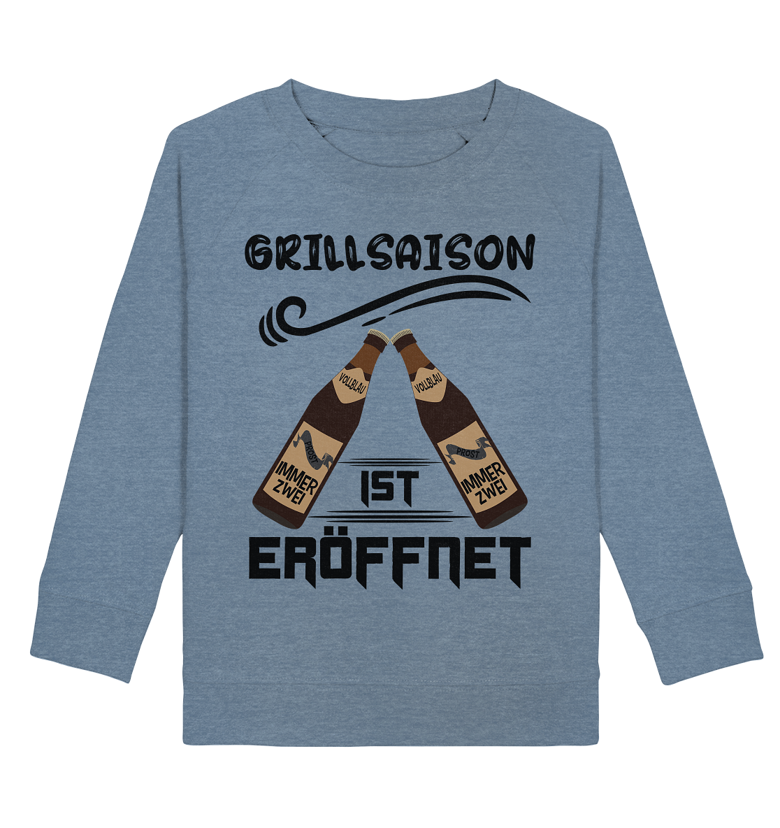 Grillsaison ist eröffnet, Grillen, Party, Feiern, Schwarzes Design - Kids Organic Sweatshirt