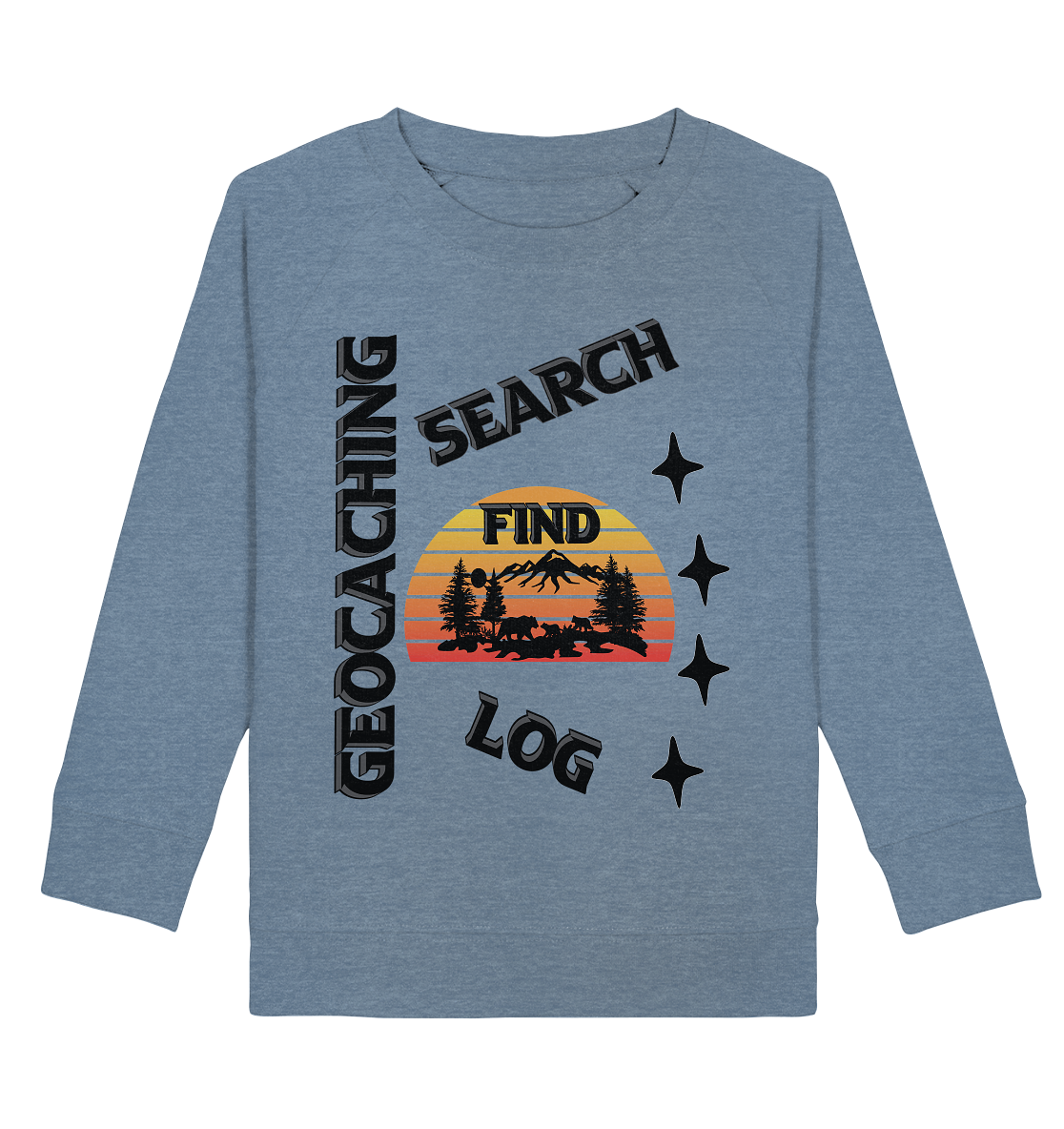 Geocaching, Suchen, Finden und Log, Geocache Schwarzes Design Mounten - Kids Organic Sweatshirt