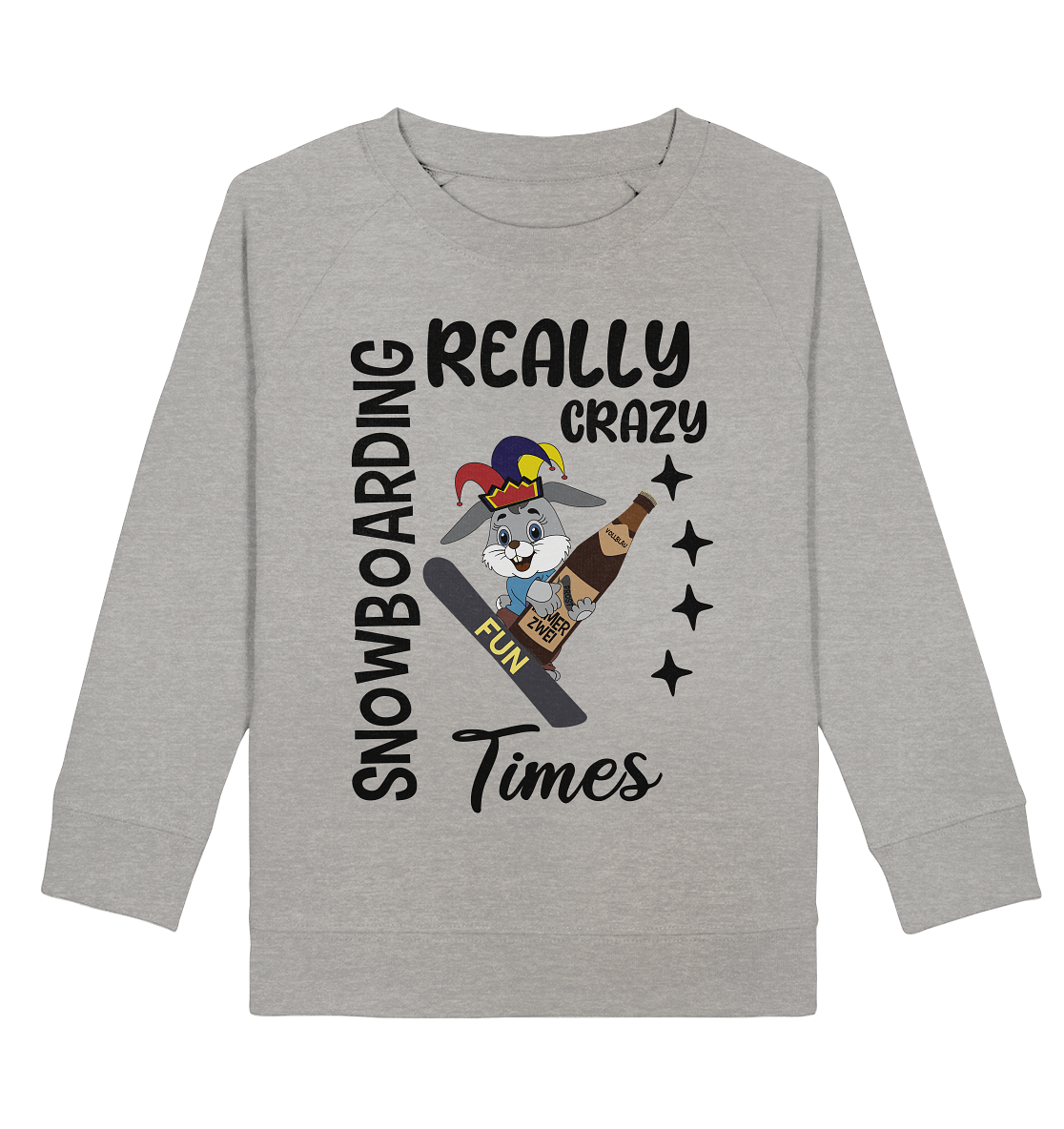 Snowboarding, really crazy, Osterhase mit Bierflasche - Kids Organic Sweatshirt