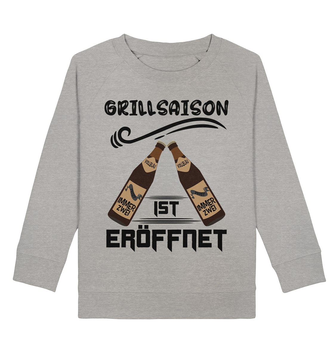 Grillsaison ist eröffnet, Grillen, Party, Feiern, Schwarzes Design - Kids Organic Sweatshirt