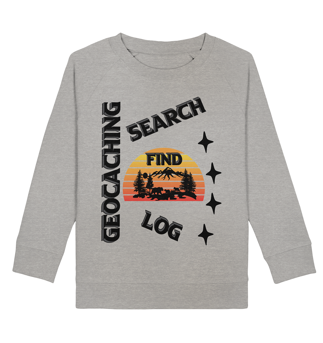 Geocaching, Suchen, Finden und Log, Geocache Schwarzes Design Mounten - Kids Organic Sweatshirt