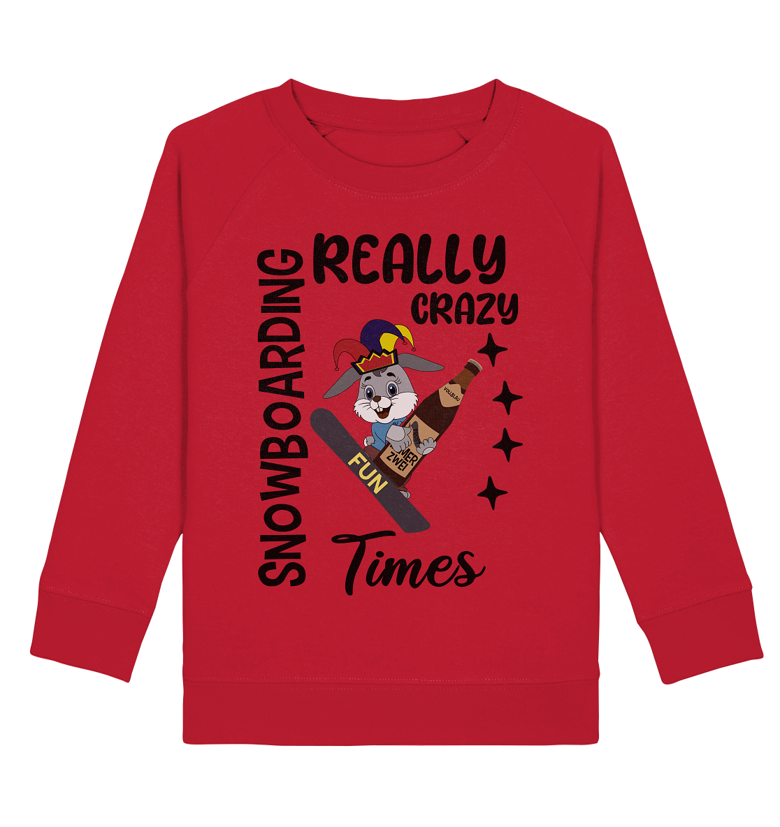 Snowboarding, really crazy, Osterhase mit Bierflasche - Kids Organic Sweatshirt