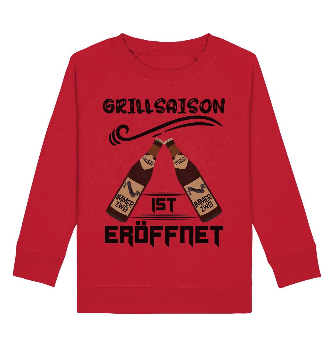 Grillsaison ist eröffnet, Grillen, Party, Feiern, Schwarzes Design - Kids Organic Sweatshirt