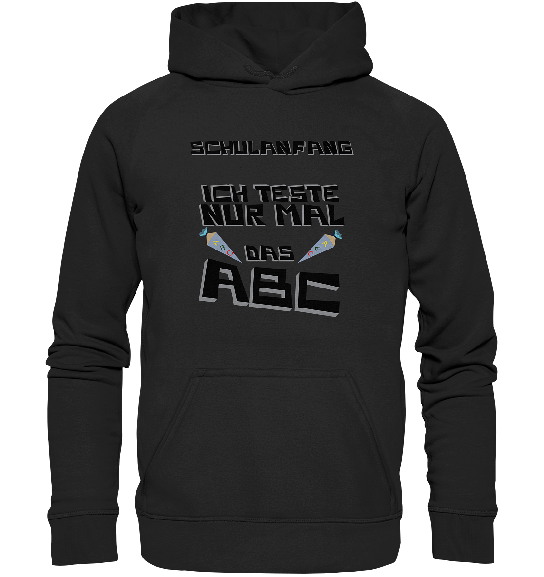 Schulanfang Schwarzes Design, Einschulung, Zuckettüte - Kids Premium Hoodie