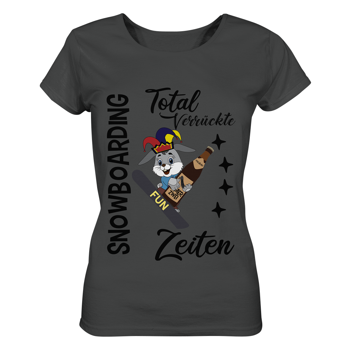 Snowboarding,verrückte Zeiten, Osterhase mit Bierflasche, Faschingsmütze - Ladies Organic Basic Shirt