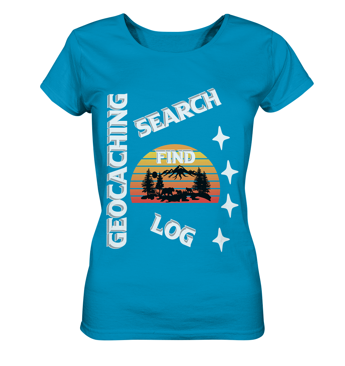 Geocaching-SEARCH-FIND-LOG, Cache Helles Design, Mounten - Ladies Organic Shirt