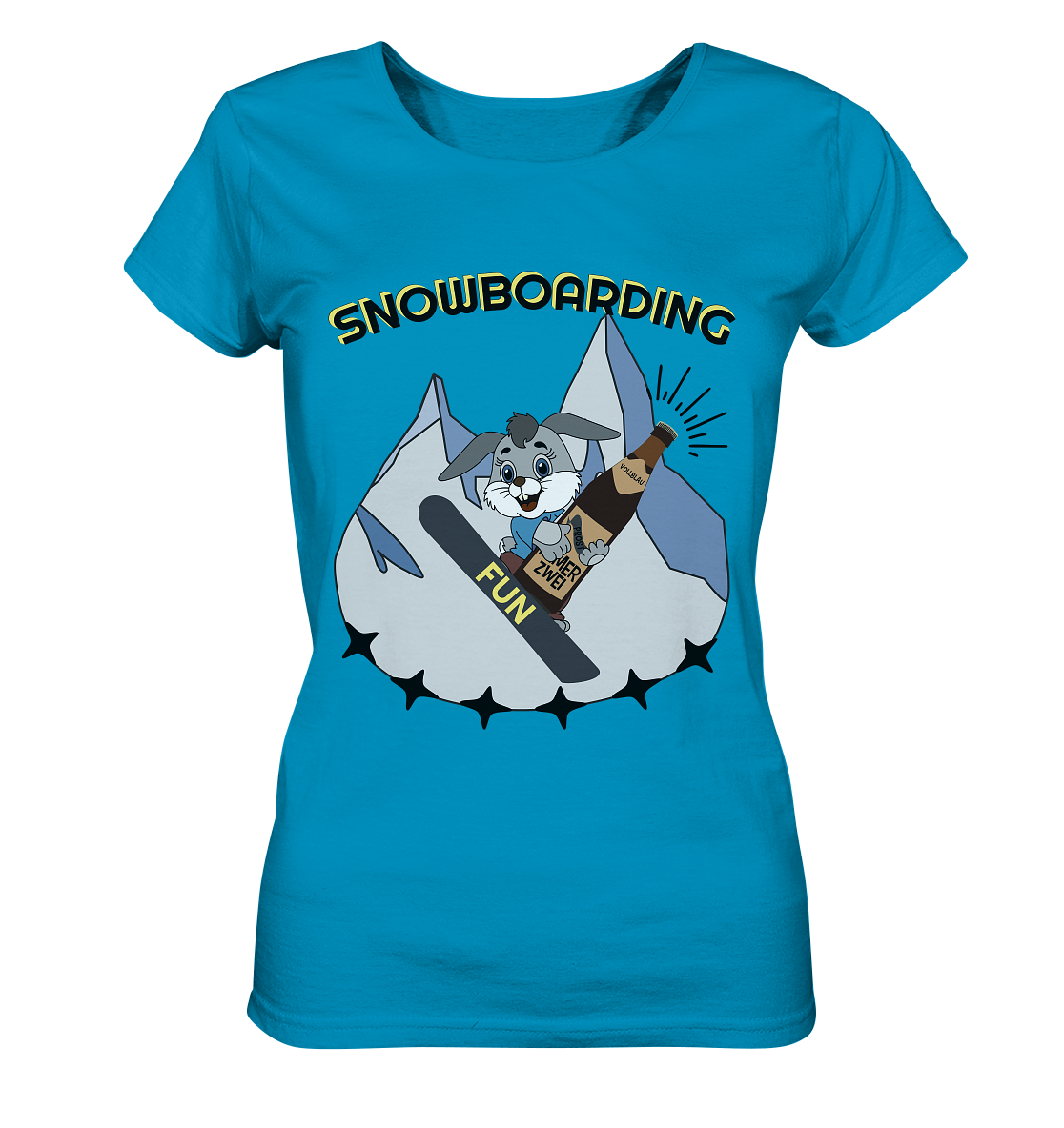 Snowboarding, Apres- Ski, Snowboard, Skihase und Bier - Ladies Organic Shirt