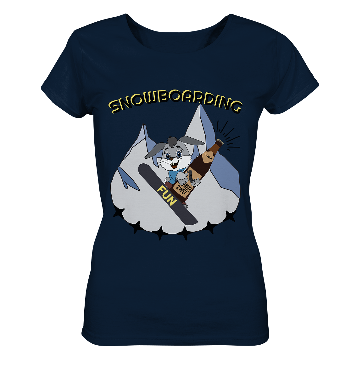 Snowboarding, Apres- Ski, Snowboard, Skihase und Bier - Ladies Organic Shirt