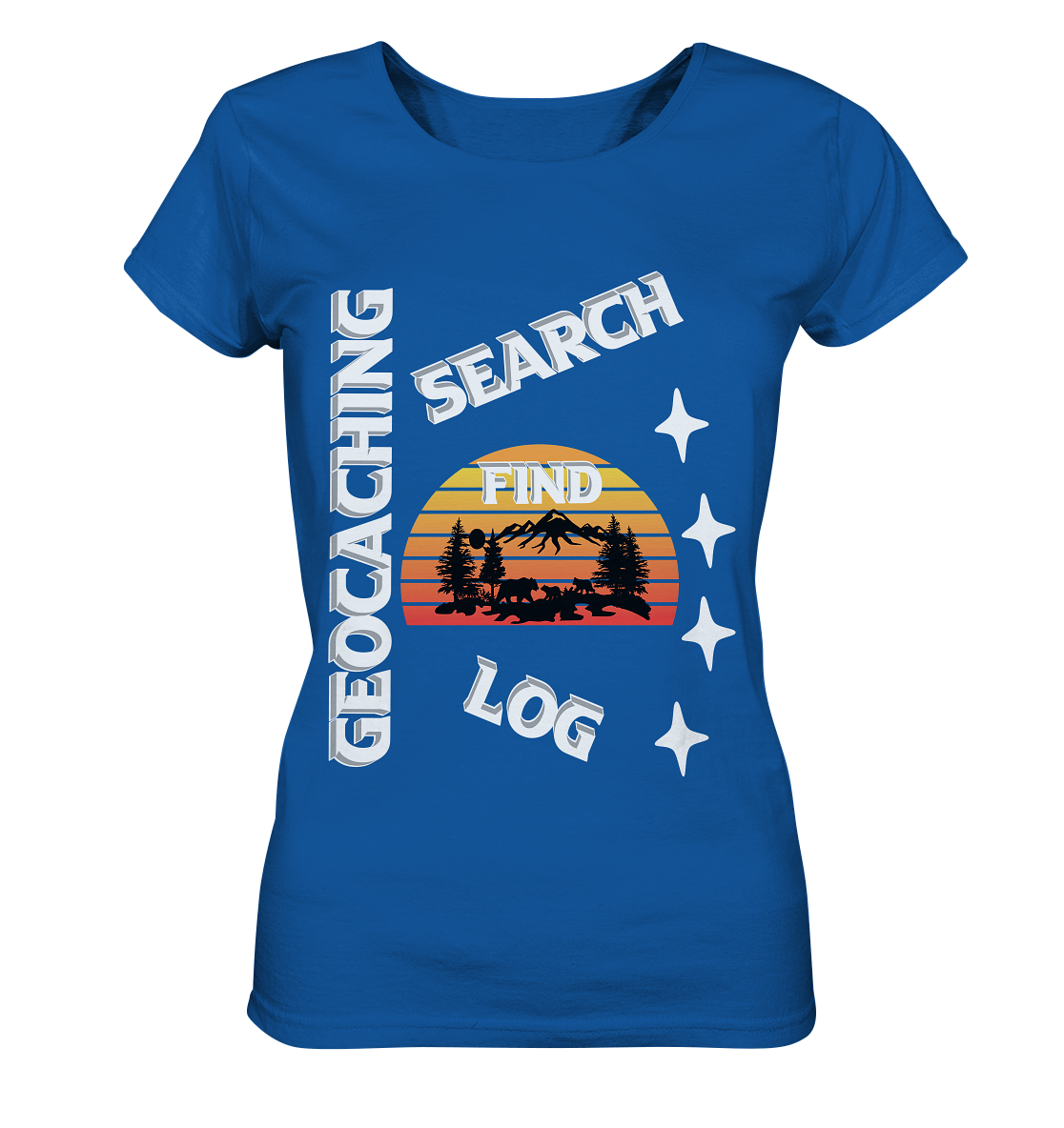 Geocaching-SEARCH-FIND-LOG, Cache Helles Design, Mounten - Ladies Organic Shirt