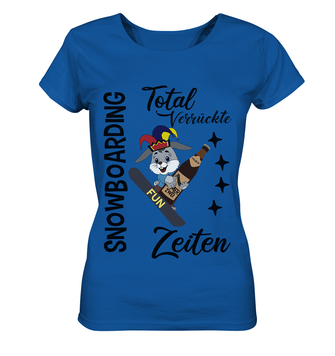 Snowboarding,verrückte Zeiten, Osterhase mit Bierflasche, Faschingsmütze - Ladies Organic Shirt
