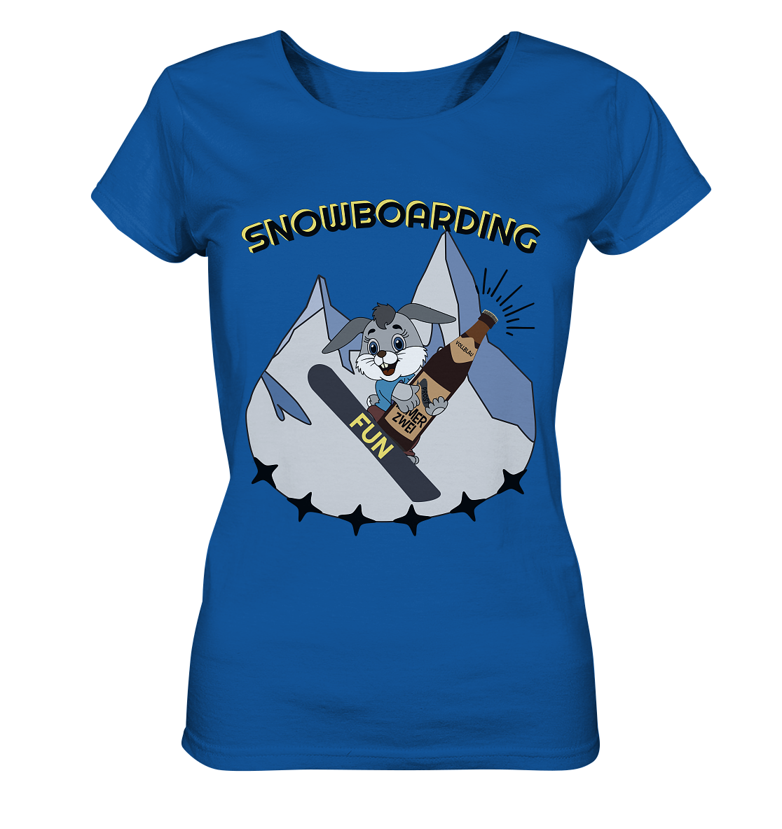 Snowboarding, Apres- Ski, Snowboard, Skihase und Bier - Ladies Organic Shirt