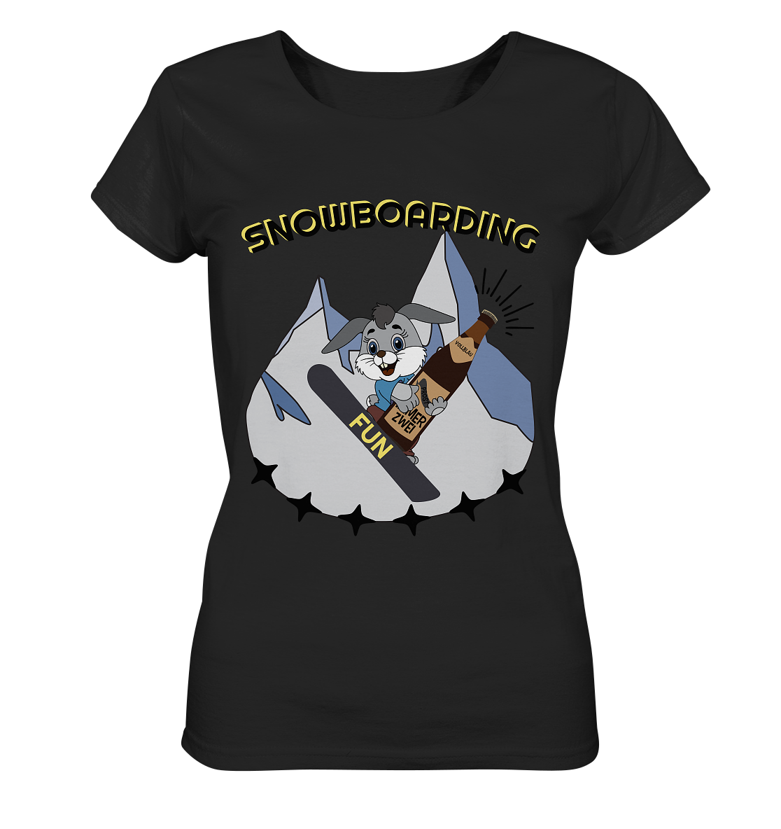 Snowboarding, Apres- Ski, Snowboard, Skihase und Bier - Ladies Organic Shirt