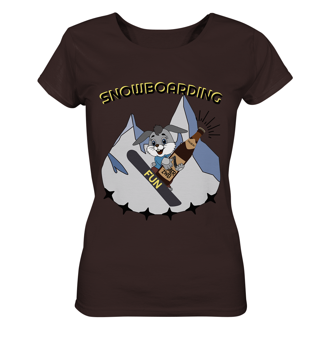 Snowboarding, Apres- Ski, Snowboard, Skihase und Bier - Ladies Organic Shirt