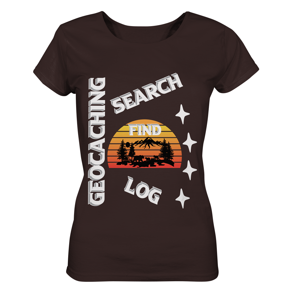 Geocaching-SEARCH-FIND-LOG, Cache Helles Design, Mounten - Ladies Organic Shirt