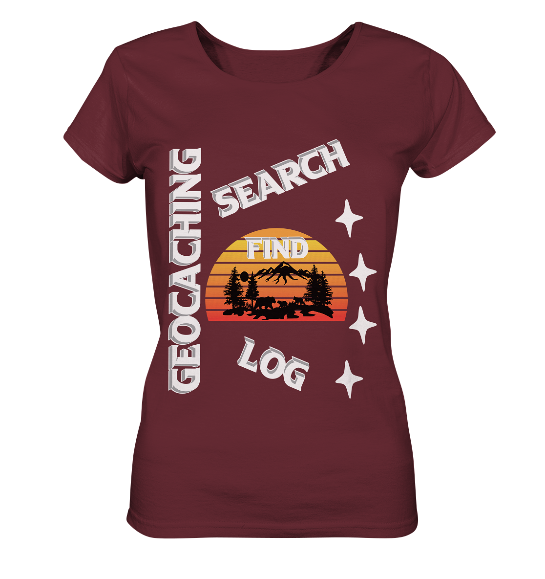Geocaching-SEARCH-FIND-LOG, Cache Helles Design, Mounten - Ladies Organic Shirt