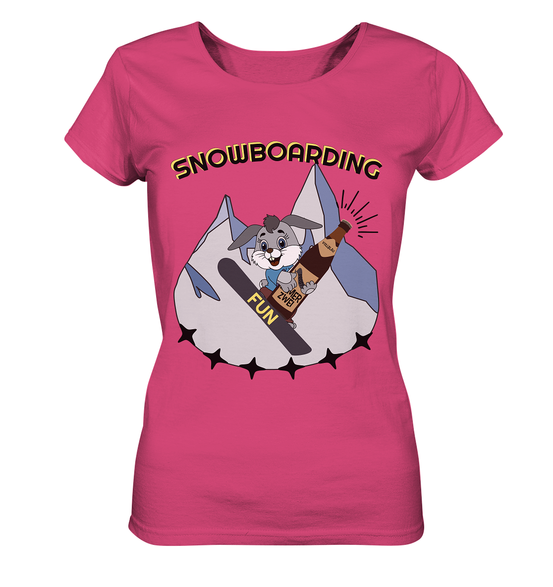 Snowboarding, Apres- Ski, Snowboard, Skihase und Bier - Ladies Organic Shirt
