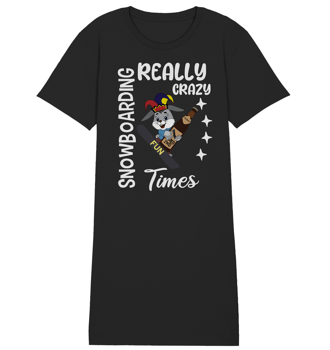 Snowboarding, Crazy Times, Snowboarder, Party - Ladies Organic Shirt Dress