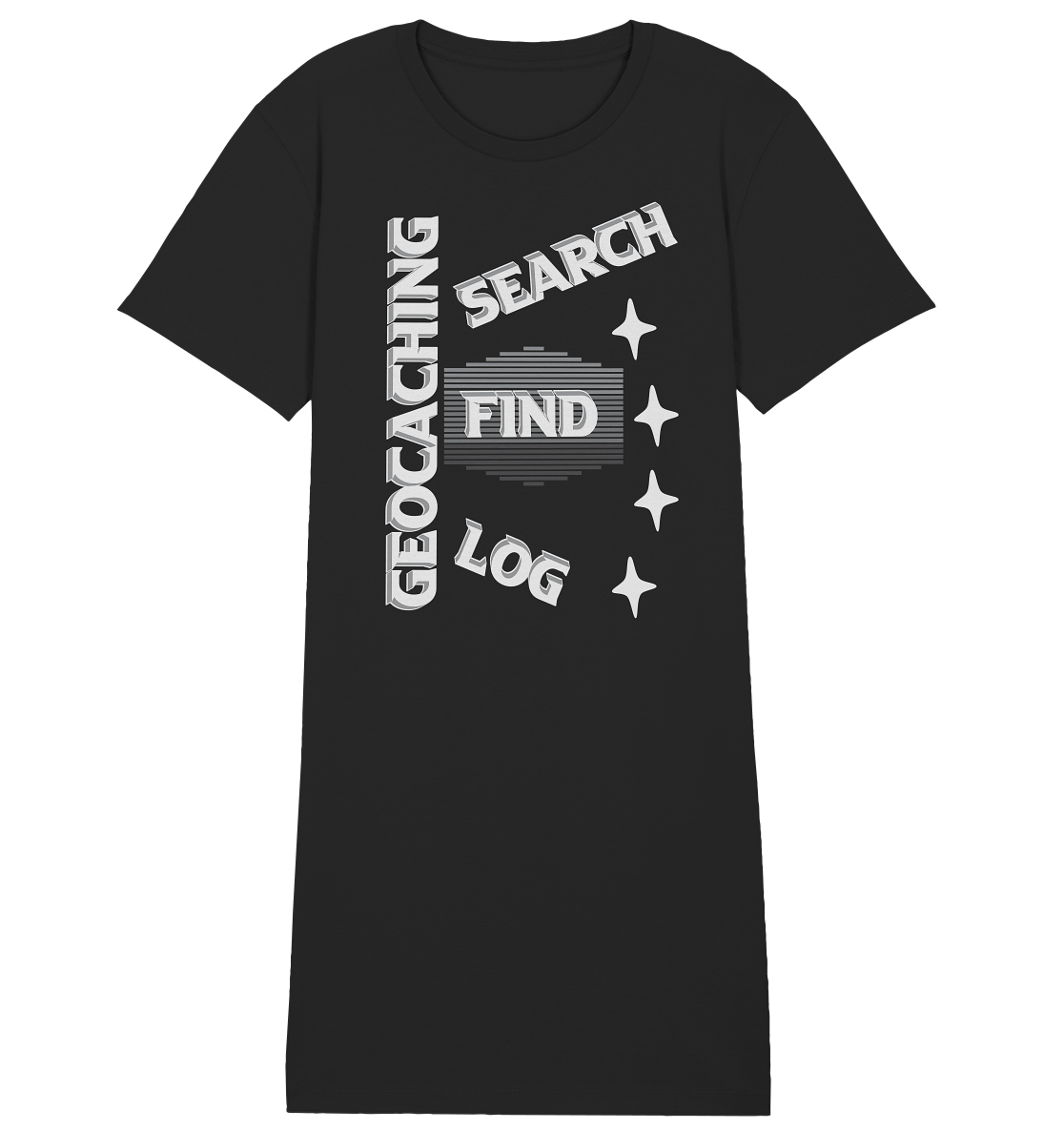 Geocaching-SEARCH-FIND-LOG, Cache Helles Disign Sterne - Ladies Organic Shirt Dress