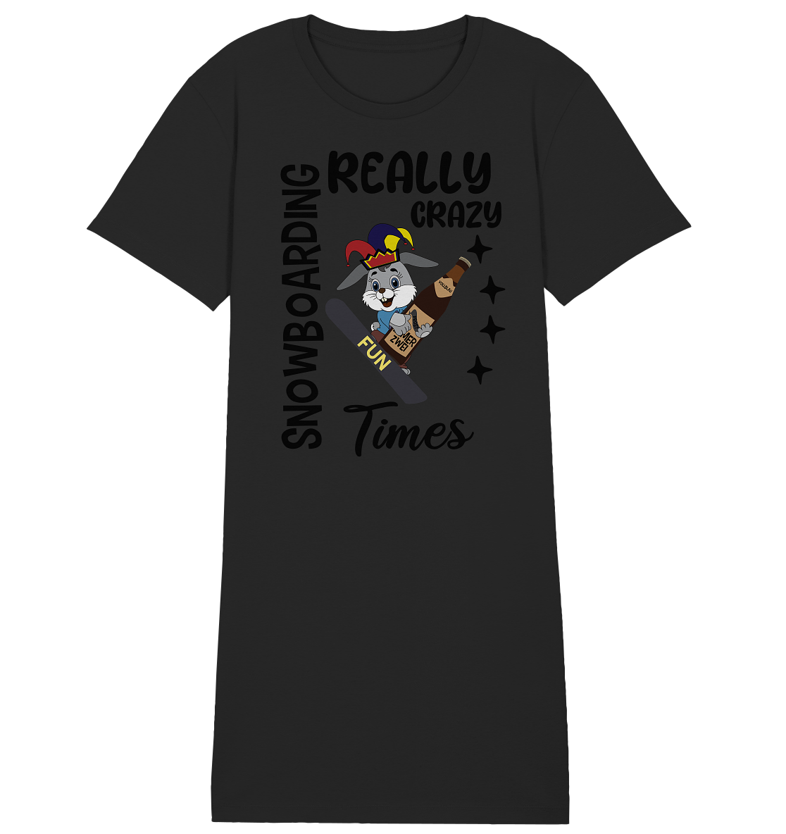 Snowboarding, really crazy, Osterhase mit Bierflasche - Ladies Organic Shirt Dress