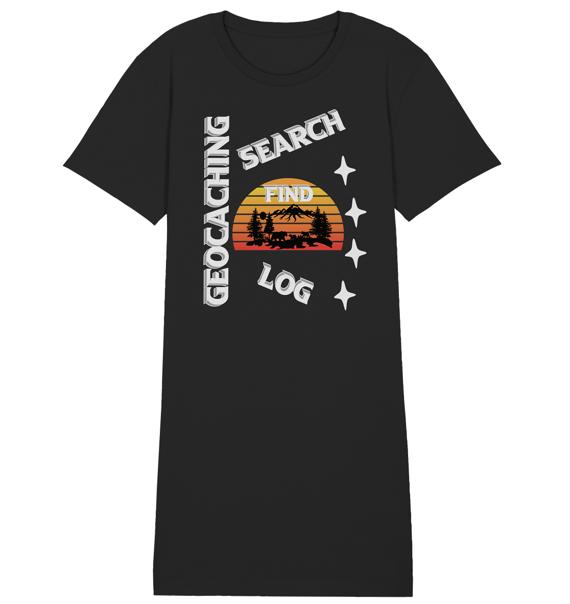 Geocaching-SEARCH-FIND-LOG, Cache Helles Design, Mounten - Ladies Organic Shirt Dress